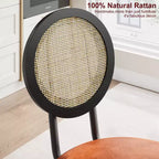 Chaises de salle à manger modernes rembourrées avec dossier en rotin naturel et pieds en métal, lot de 4 peu encombrant pour cuisine, salle à manger