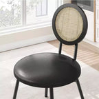 Chaises de salle à manger modernes rembourrées avec dossier en rotin naturel et pieds en métal, lot de 4 peu encombrant pour cuisine, salle à manger