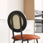 Chaises de salle à manger modernes rembourrées avec dossier en rotin naturel et pieds en métal, lot de 4 peu encombrant pour cuisine, salle à manger