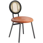 Chaises de salle à manger modernes rembourrées avec dossier en rotin naturel et pieds en métal, lot de 4 peu encombrant pour cuisine, salle à manger