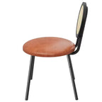 Chaises de salle à manger modernes rembourrées avec dossier en rotin naturel et pieds en métal, lot de 4 peu encombrant pour cuisine, salle à manger