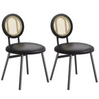 Chaises de salle à manger modernes rembourrées avec dossier en rotin naturel et pieds en métal, lot de 4 peu encombrant pour cuisine, salle à manger