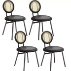 Chaises de salle à manger modernes rembourrées avec dossier en rotin naturel et pieds en métal, lot de 4 peu encombrant pour cuisine, salle à manger