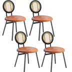 Chaises de salle à manger modernes rembourrées avec dossier en rotin naturel et pieds en métal, lot de 4 peu encombrant pour cuisine, salle à manger