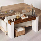 Table console d'entrée de 63 pouces, Table de canapé étroite en bois avec 2 tiroirs, Table d'appoint derrière le canapé, Table d'entrée pour le salon, le couloir