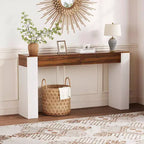 Table console d'entrée de 63 pouces, Table de canapé étroite en bois avec 2 tiroirs, Table d'appoint derrière le canapé, Table d'entrée pour le salon, le couloir