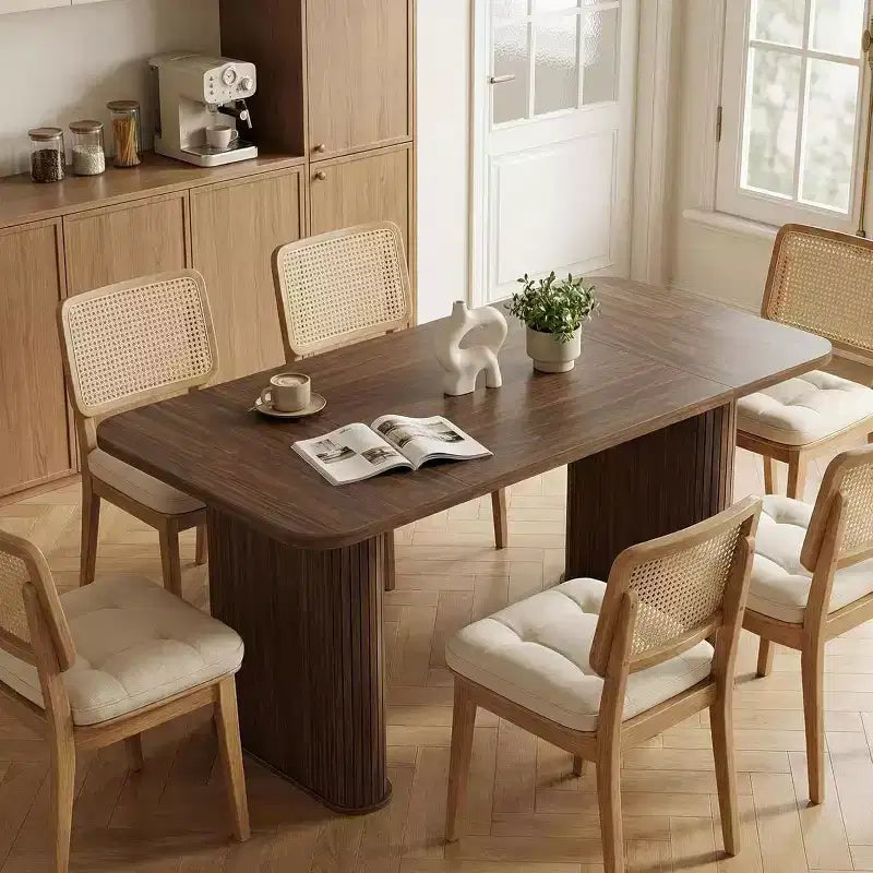 Table à manger rectangulaire de 62 pouces pour 6 à 8 personnes, grande table de cuisine avec base quadrillée pour salle à manger, salon, bureau
