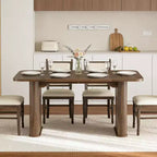 Table à manger rectangulaire de 62 pouces pour 6 à 8 personnes, grande table de cuisine avec base quadrillée pour salle à manger, salon, bureau