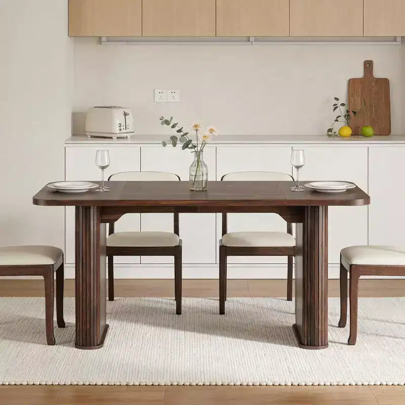 Table à manger rectangulaire de 62 pouces pour 6 à 8 personnes, grande table de cuisine avec base quadrillée pour salle à manger, salon, bureau