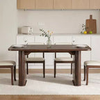 Table à manger rectangulaire de 62 pouces pour 6 à 8 personnes, grande table de cuisine avec base quadrillée pour salle à manger, salon, bureau