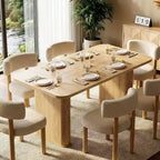 Table à manger rectangulaire de 62 pouces pour 6 à 8 personnes, grande table de cuisine avec base quadrillée pour salle à manger, salon, bureau
