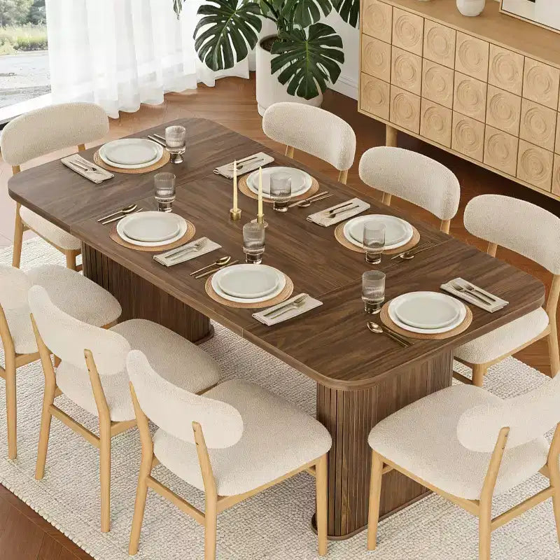 Table à manger rectangulaire de 62 pouces pour 6 à 8 personnes, grande table de cuisine avec base quadrillée pour salle à manger, salon, bureau