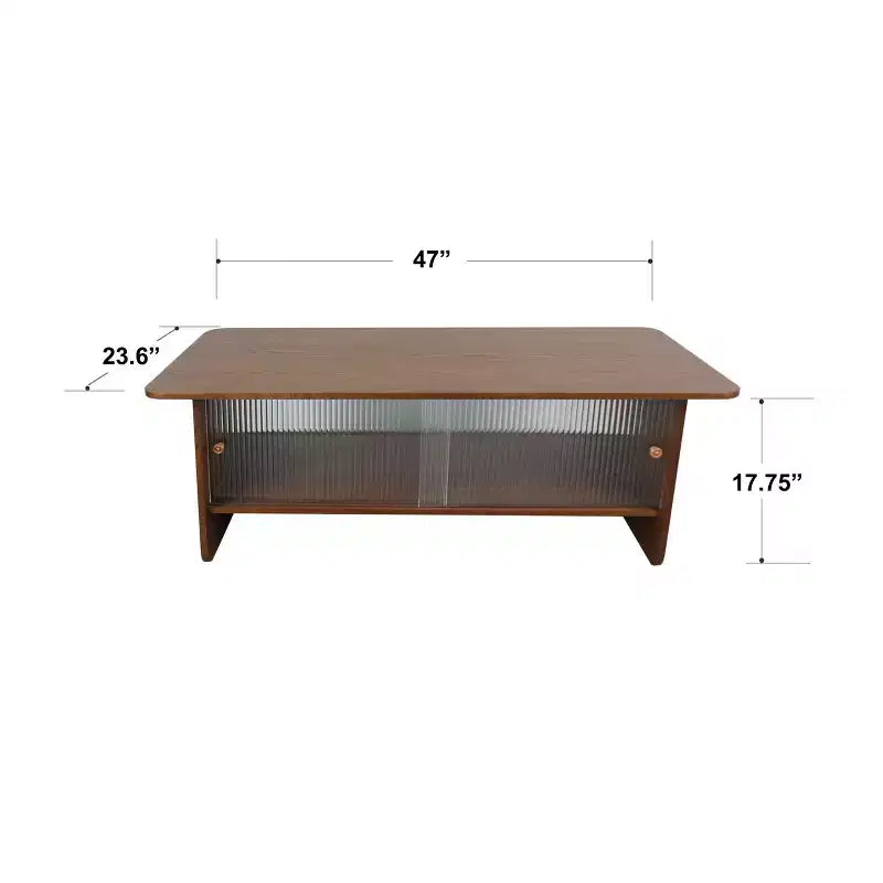 Table basse rectangulaire moderne GDFStudio Faustine avec porte coulissante en verre