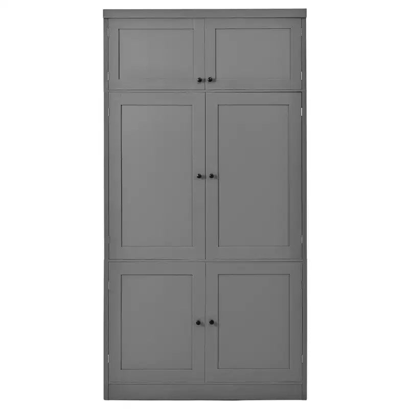 GDFStudio Hallie Grand garde-manger de cuisine style Shaker avec 2 prises de courant, étagères réglables et étagères de porte