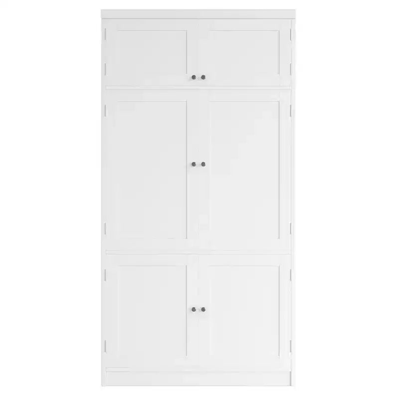 GDFStudio Hallie Grand garde-manger de cuisine style Shaker avec 2 prises de courant, étagères réglables et étagères de porte