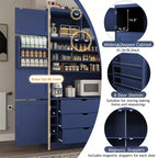 GDFStudio Hallie Grand garde-manger de cuisine style Shaker avec 2 prises de courant, étagères réglables et étagères de porte