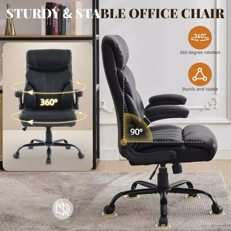 Chaise de bureau, fauteuil de direction ergonomique en cuir avec repose-pieds, grande taille, 227 kg