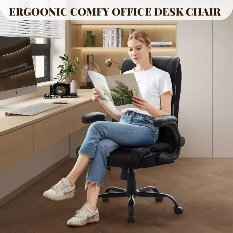 Chaise de bureau, fauteuil de direction ergonomique en cuir avec repose-pieds, grande taille, 227 kg