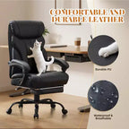 Chaise de bureau, fauteuil de direction ergonomique en cuir avec repose-pieds, grande taille, 227 kg
