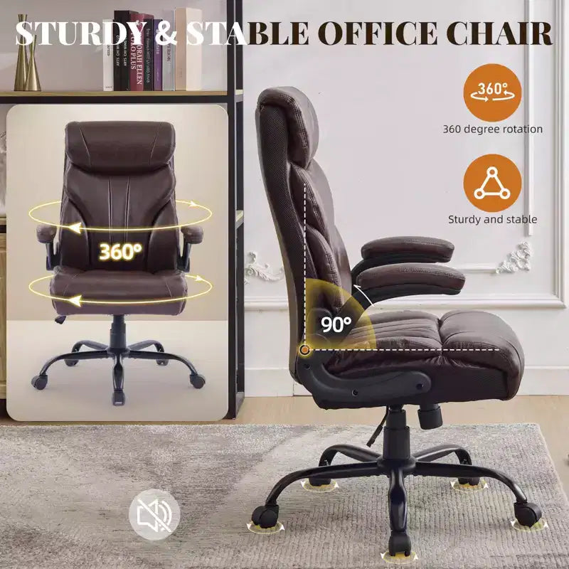 Chaise de bureau, fauteuil de direction ergonomique en cuir avec repose-pieds, grande taille, 227 kg