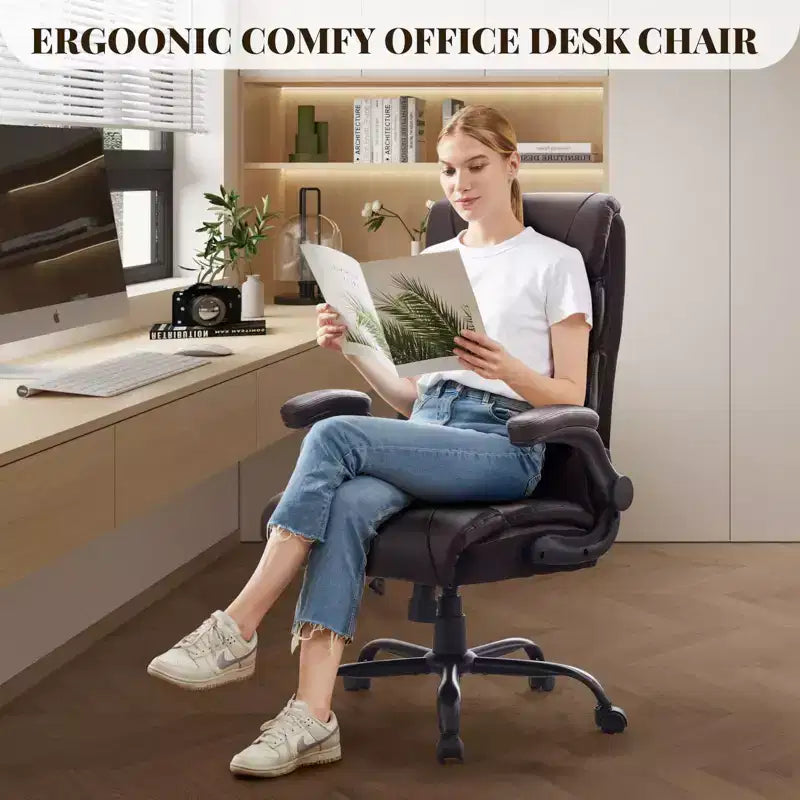 Chaise de bureau, fauteuil de direction ergonomique en cuir avec repose-pieds, grande taille, 227 kg