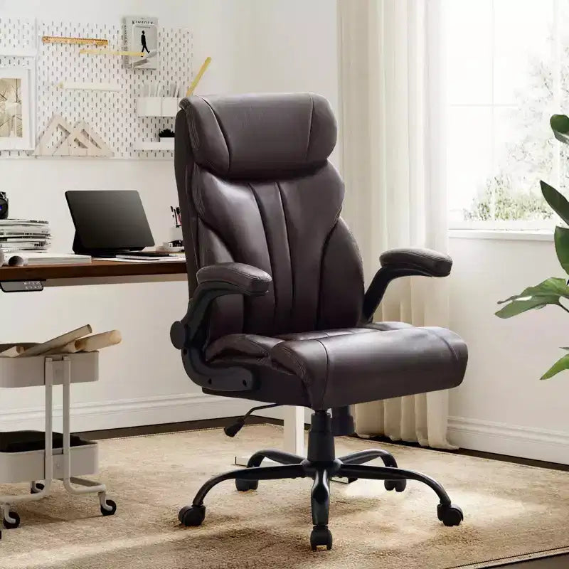 Chaise de bureau, fauteuil de direction ergonomique en cuir avec repose-pieds, grande taille, 227 kg