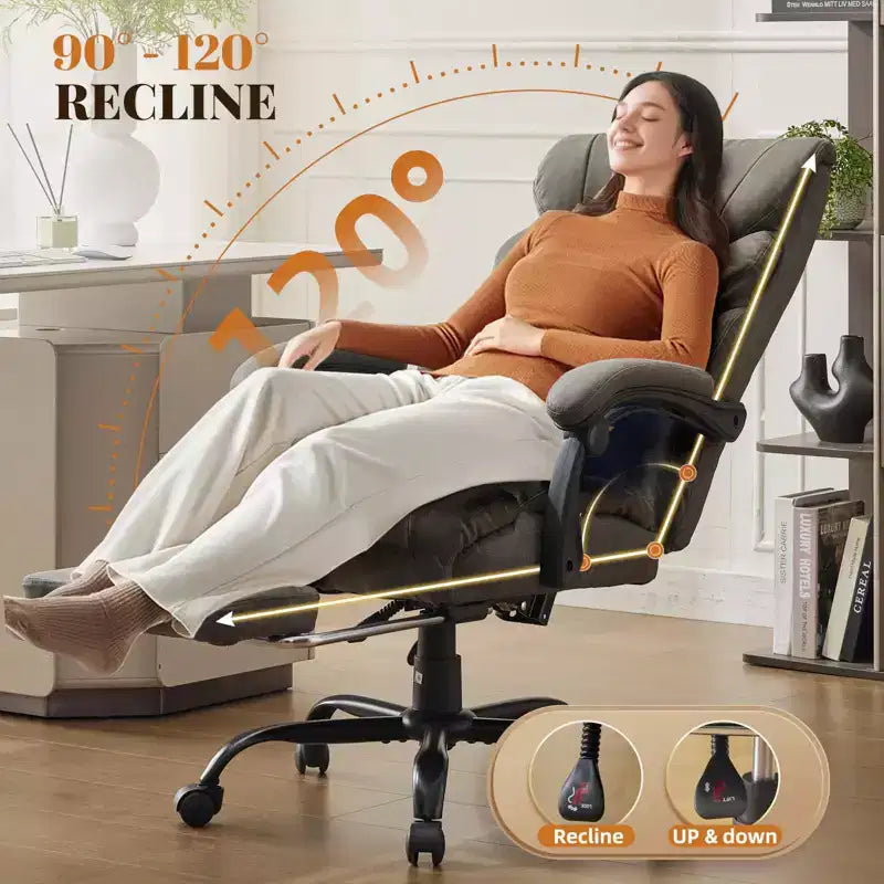 Chaise de bureau, fauteuil de direction ergonomique en cuir avec repose-pieds, grande taille, 227 kg