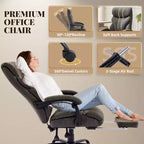 Chaise de bureau, fauteuil de direction ergonomique en cuir avec repose-pieds, grande taille, 227 kg