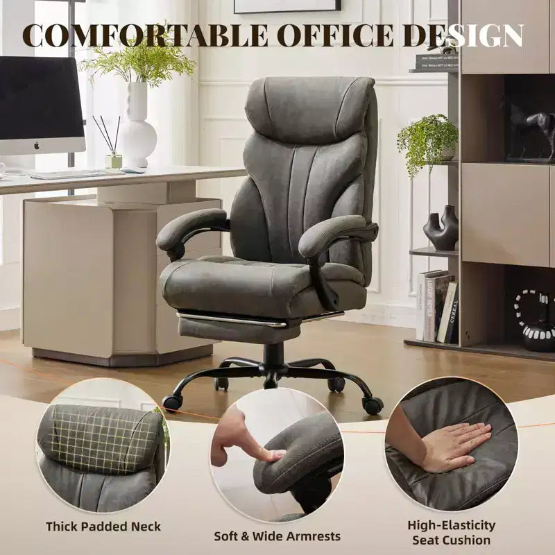 Chaise de bureau, fauteuil de direction ergonomique en cuir avec repose-pieds, grande taille, 227 kg