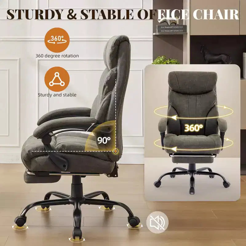 Chaise de bureau, fauteuil de direction ergonomique en cuir avec repose-pieds, grande taille, 227 kg