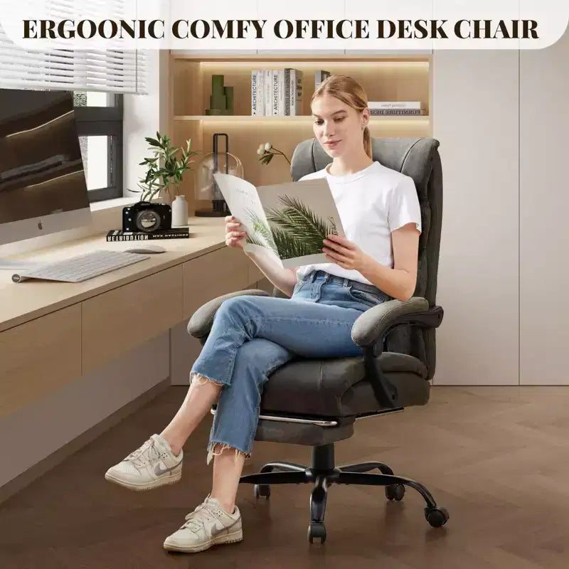 Chaise de bureau, fauteuil de direction ergonomique en cuir avec repose-pieds, grande taille, 227 kg