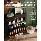 Meuble à chaussures avec double tiroir basculant, organisateur de chaussures peu encombrant pour entrée, couloir ou buanderie, armoire à chaussures dissimulée