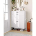 Meuble à chaussures avec double tiroir basculant, organisateur de chaussures peu encombrant pour entrée, couloir ou buanderie, armoire à chaussures dissimulée