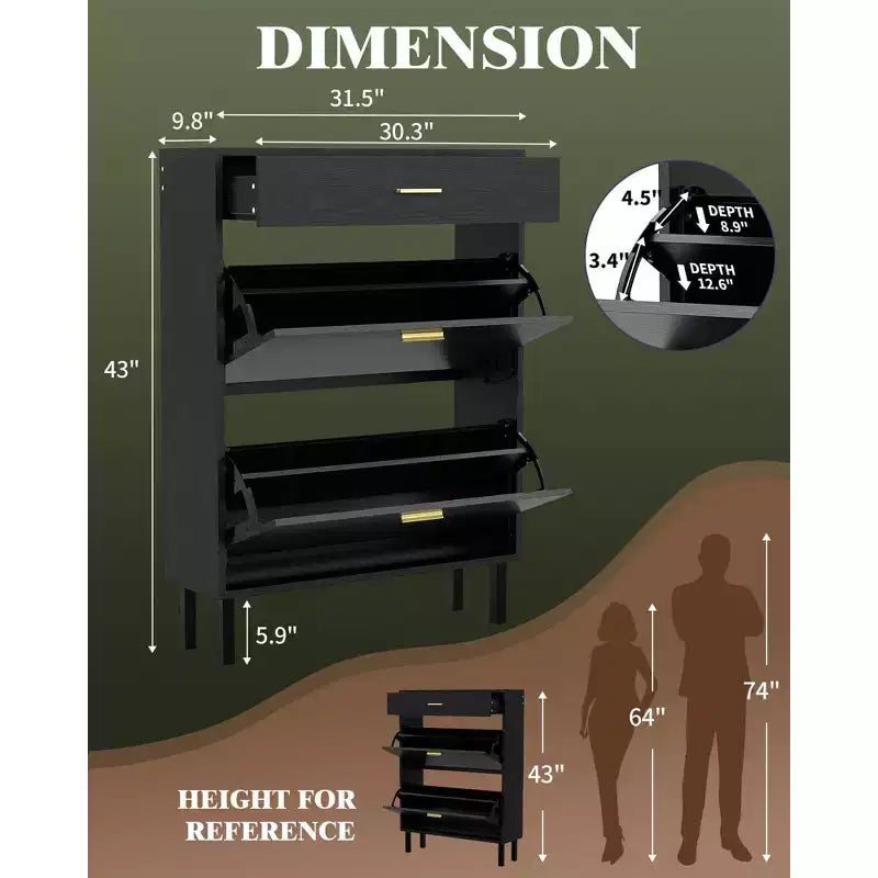 Meuble à chaussures avec double tiroir basculant, organisateur de chaussures peu encombrant pour entrée, couloir ou buanderie, armoire à chaussures dissimulée