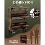 Meuble à chaussures avec double tiroir basculant, organisateur de chaussures peu encombrant pour entrée, couloir ou buanderie, armoire à chaussures dissimulée