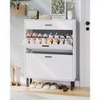 Shoe Storage Cabinet with Dual Flip Drawers, Space-Saving Shoe Organizer for Entryway, Hallway, or Mudroom, Hidden Shoe Rack Cupboard