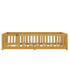 Lit au sol simple/double/grand format avec barrières de sécurité et porte, lit plateforme en bois pour enfants