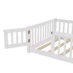 Lit au sol simple/double/grand format avec barrières de sécurité et porte, lit plateforme en bois pour enfants