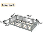 Lit au sol simple/double/grand format avec barrières de sécurité et porte, lit plateforme en bois pour enfants