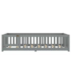 Lit au sol simple/double/grand format avec barrières de sécurité et porte, lit plateforme en bois pour enfants