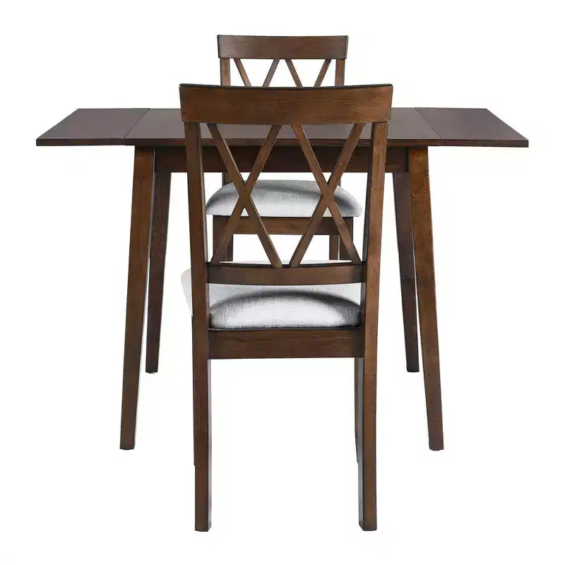 Ensemble table à manger extensible avec 2 chaises rembourrées, idéal pour les espaces compacts, dimensions de 70,9x74,9cm à 116x74,9cm