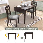 Ensemble table à manger extensible avec 2 chaises rembourrées, idéal pour les espaces compacts, dimensions de 70,9x74,9cm à 116x74,9cm