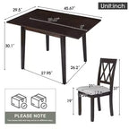 Ensemble table à manger extensible avec 2 chaises rembourrées, idéal pour les espaces compacts, dimensions de 70,9x74,9cm à 116x74,9cm