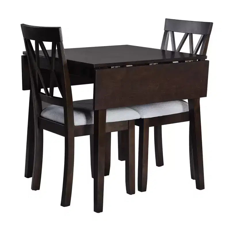 Ensemble table à manger extensible avec 2 chaises rembourrées, idéal pour les espaces compacts, dimensions de 70,9x74,9cm à 116x74,9cm