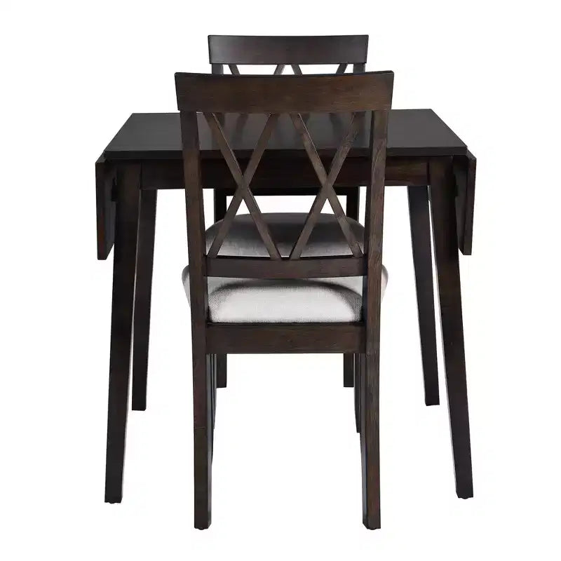 Ensemble table à manger extensible avec 2 chaises rembourrées, idéal pour les espaces compacts, dimensions de 70,9x74,9cm à 116x74,9cm