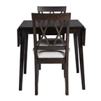 Ensemble table à manger extensible avec 2 chaises rembourrées, idéal pour les espaces compacts, dimensions de 70,9x74,9cm à 116x74,9cm