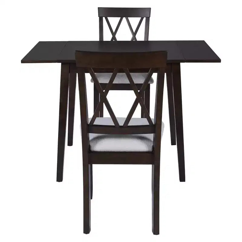 Ensemble table à manger extensible avec 2 chaises rembourrées, idéal pour les espaces compacts, dimensions de 70,9x74,9cm à 116x74,9cm