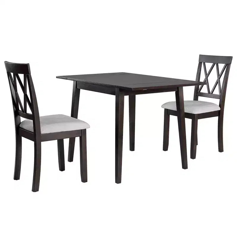 Ensemble table à manger extensible avec 2 chaises rembourrées, idéal pour les espaces compacts, dimensions de 70,9x74,9cm à 116x74,9cm