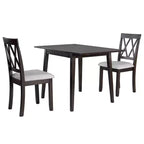 Ensemble table à manger extensible avec 2 chaises rembourrées, idéal pour les espaces compacts, dimensions de 70,9x74,9cm à 116x74,9cm
