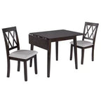Ensemble table à manger extensible avec 2 chaises rembourrées, idéal pour les espaces compacts, dimensions de 70,9x74,9cm à 116x74,9cm